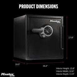Master Lock Black Premium 2-Hour Fireproof Safe with Combination Dial, 1.2 cu-ft, STW123DUBML