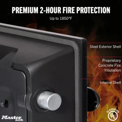Master Lock Black Premium 2-Hour Fireproof Safe with Combination Dial, 1.2 cu-ft, STW123DUBML
