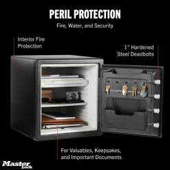 Master Lock Black Premium 2-Hour Fireproof Safe with Combination Dial, 1.2 cu-ft, STW123DUBML