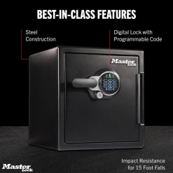 Master Lock Black Premium 2-Hour Fireproof Safe with Digital Keypad, 1.2 cu-ft, STW123GTCML
