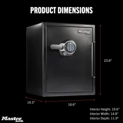 Master Lock Black Premium 2-Hour Fireproof Safe with Digital Keypad, 2.0 cu-ft, STW205GYCML