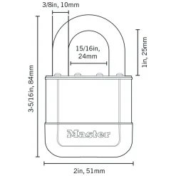 Master Lock Elite™ Heavy Duty Lock with Hardened Boron Steel Shackle, 2 in. (51mm) wide, 1 in. (25mm) Shackle
