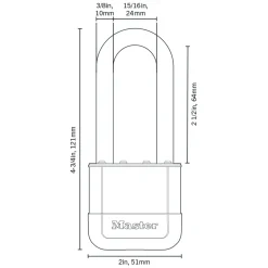 Master Lock Elite™ Heavy Duty Lock with Hardened Boron Steel Shackle, 2 in. (51mm) wide, 2-1/2 in. (64mm) Shackle