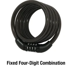 Preset Combination Cable Lock, 4 ft x 5/16 in