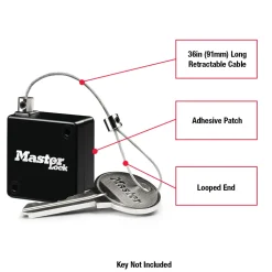 Retractable Key Tether for Lock Boxes, Retractable Steel Cable, 36 in