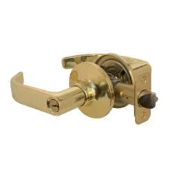 Return Style Lever Entry Door Lock; Polished Brass, WR5