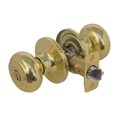 Rusk Style Knob Entry Door Lock; Polished Brass, KW1