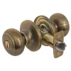 Rusk Style Knob Storeroom Lock; Antique Brass, SC1