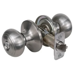 Rusk Style Knob Storeroom Lock; Satin Nickel, SC1