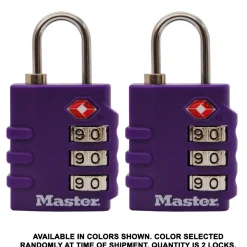 Set Your Own Combination TSA Lock, Assorted Colors, 1-3/8 in Wide, 2-Pack