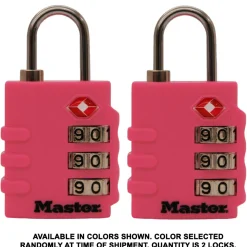 Set Your Own Combination TSA Lock, Assorted Colors, 1-3/8 in Wide, 2-Pack