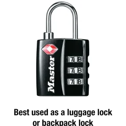Small Black Set Your Own Combination TSA Lock, 1-3/16 in Wide