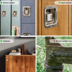 Solid Metal Combination Lock, 1-9/16 in Wide