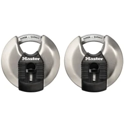 Stainless Steel Discus Padlock with Shrouded Shackle 2-3/4 in Wide