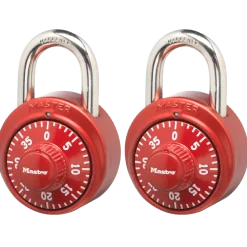 Standard Dial Combination Lock Locker Lock, Assorted Colors, 1-9/16 in Wide, 2-Pack