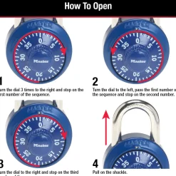 Standard Dial Combination Lock Locker Lock, Assorted Colors, 1-9/16 in Wide, 2-Pack