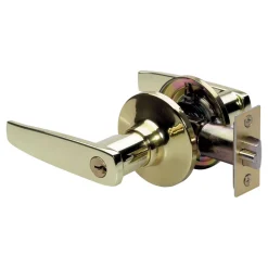 Straight Style Lever Entry Door Lock; Polished Brass, SC1
