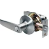 Straight Style Lever Entry Door Lock; Satin Nickel