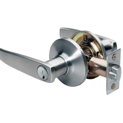 Straight Style Lever Entry Door Lock; Satin Nickel