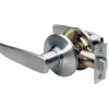 Straight Style Lever Hall and Closet Door Knob; Satin Nickel