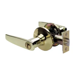 Straight Style Lever Privacy Door Lock; Polished Brass