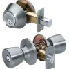 Tulip Style Knob Entry Door Lock with Single Cylinder Deadbolt; Combo Pack; Satin Nickel