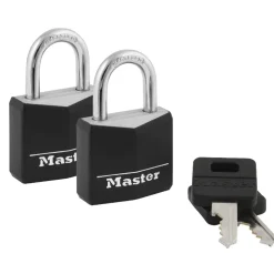 Vinyl Covered Solid Body Padlock, 1-3/16 in Wide, 2-Pack