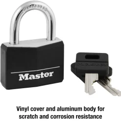 Vinyl-Covered Solid Body Padlock, 1-9/16 in Wide