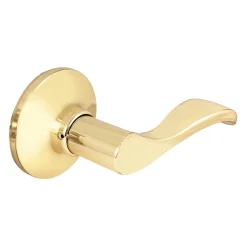 Wave Lever Style Dummy Lock; Polished Brass