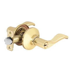 Wave Lever Style Entry Door Lock; Polished Brass, KW1