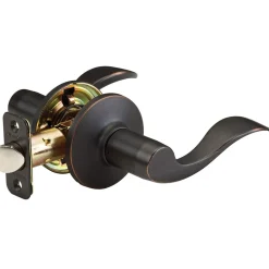 Wave Style Lever Hall and Closet Door Knob; Aged Bronze