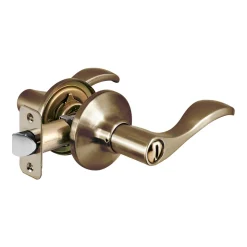Wave Style Lever Privacy Door Knob; Antique Brass