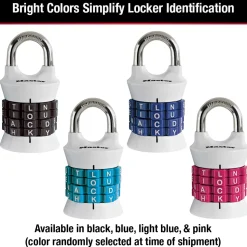 WORD Combination Lock, Assorted Colors, 1-1/2 in Wide