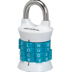 WORD Combination Lock, Assorted Colors, 1-1/2 in Wide