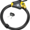 Yellow/Black Adjustable Python Braided Steel Cable Lock, 6 ft x 3/8 in